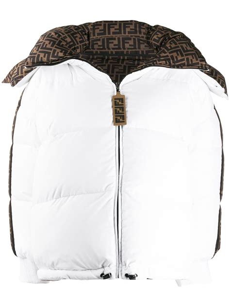 fendi puffer jacket white|Fendi zucca puffer jacket.